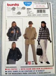 7749 BURDA 4 STYLES JACKET FUR/POCKETS OR NOT PATTERN 10-24